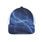 Lightning Plasma Print White Mesh Trucker Cap
