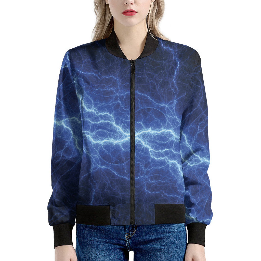 Lightning Plasma Print Women's Bomber Jacket