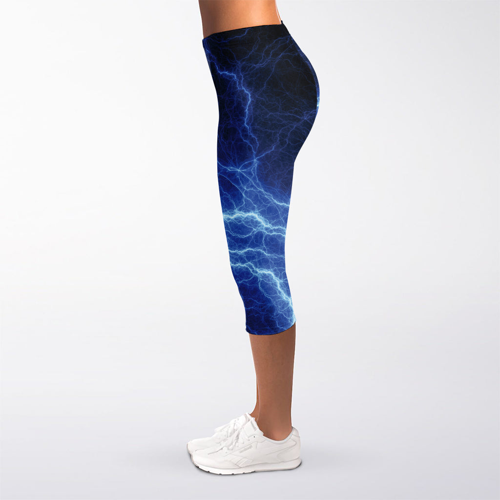 Lightning Plasma Print Women's Capri Leggings