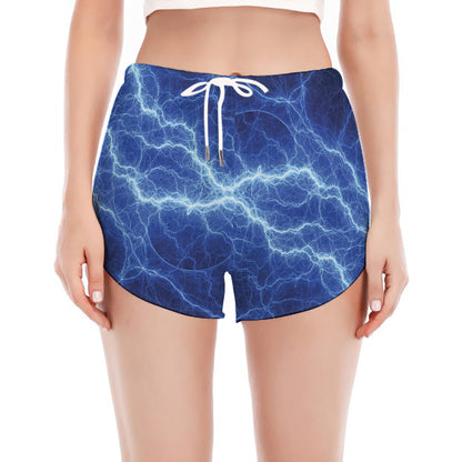 Lightning Plasma Print Women's Split Running Shorts