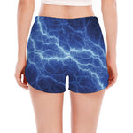 Lightning Plasma Print Women's Split Running Shorts