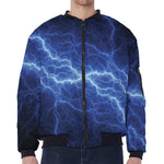 Lightning Plasma Print Zip Sleeve Bomber Jacket