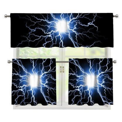 Lightning Spark Print 3 Piece Kitchen Curtains