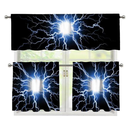 Lightning Spark Print 3 Piece Kitchen Curtains