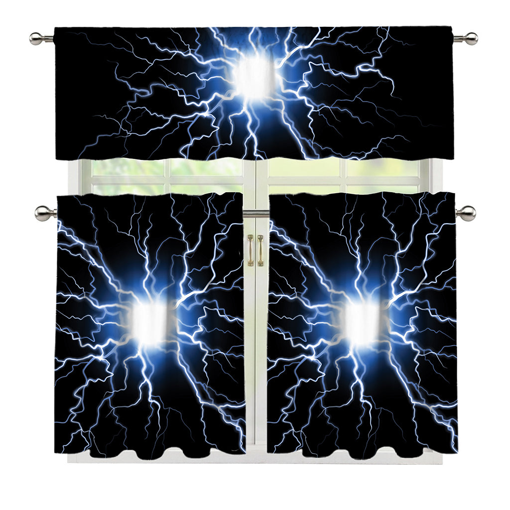 Lightning Spark Print 3 Piece Kitchen Curtains