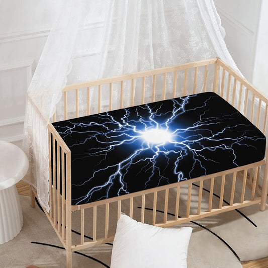 Lightning Spark Print Baby Crib Sheet