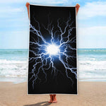 Lightning Spark Print Beach Towel