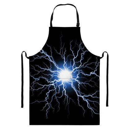 Lightning Spark Print Bib Apron With Pocket