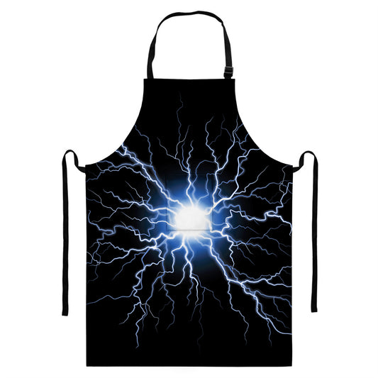 Lightning Spark Print Bib Apron With Pocket