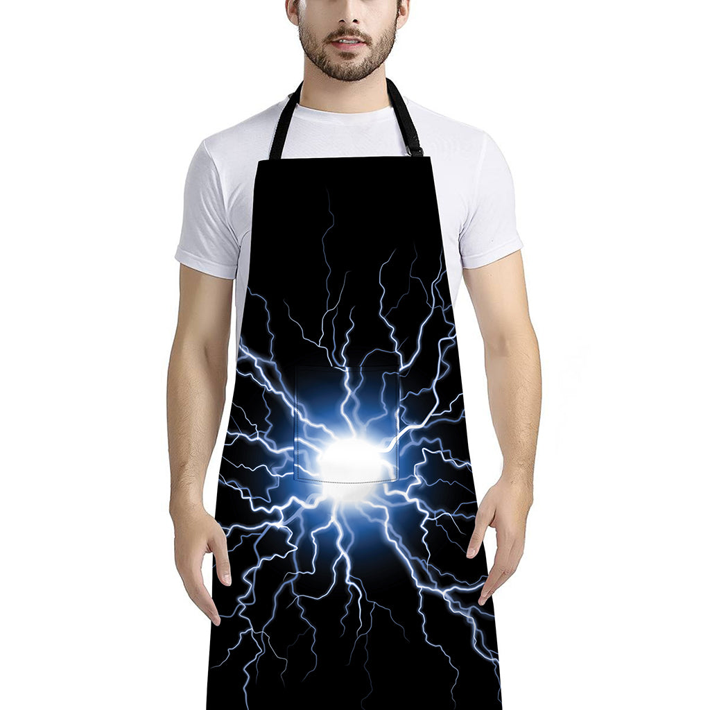 Lightning Spark Print Bib Apron With Pocket