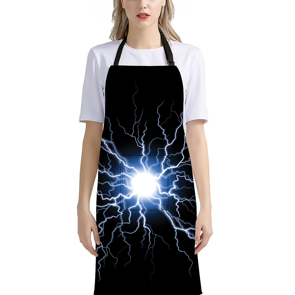 Lightning Spark Print Bib Apron With Pocket