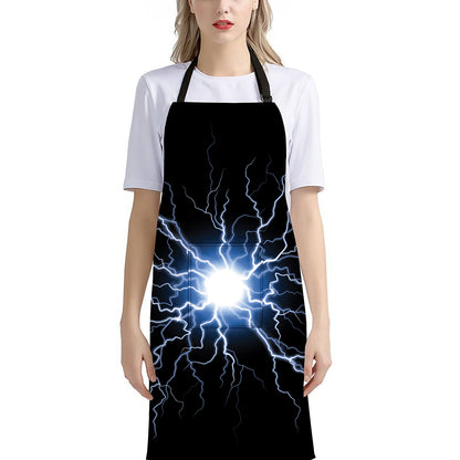 Lightning Spark Print Bib Apron With Pocket