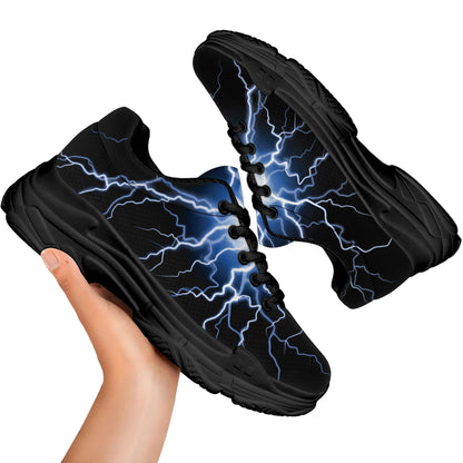 Lightning Spark Print Black Chunky Shoes
