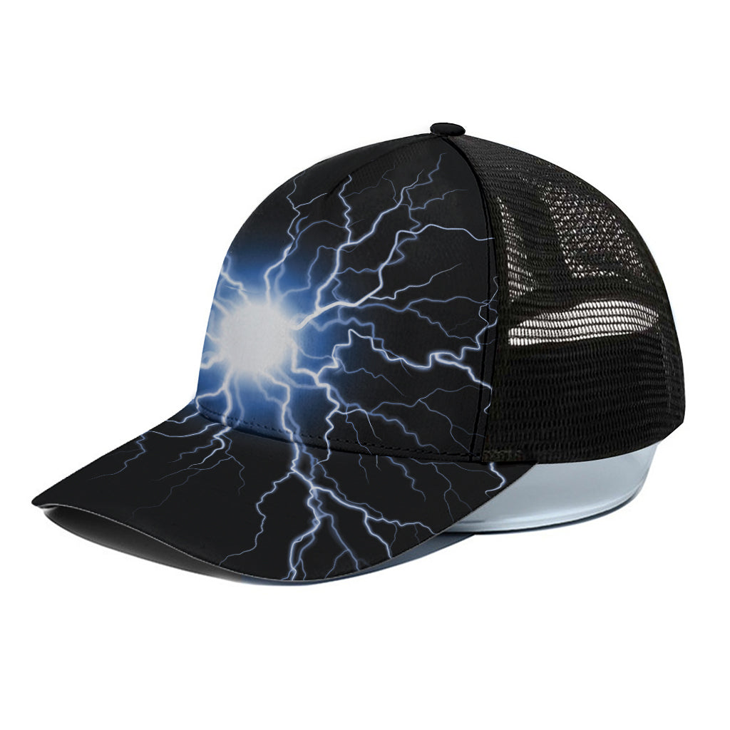 Lightning Spark Print Black Mesh Trucker Cap