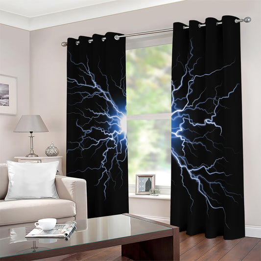 Lightning Spark Print Blackout Grommet Curtains