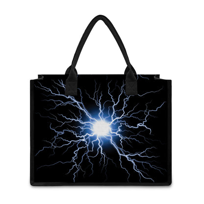 Lightning Spark Print Canvas Tote Bag