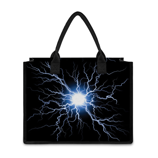 Lightning Spark Print Canvas Tote Bag