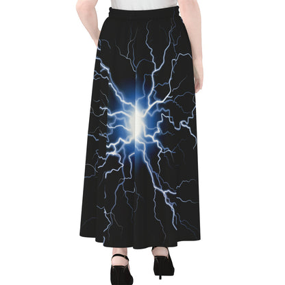 Lightning Spark Print Chiffon Maxi Skirt