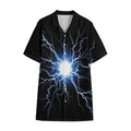 Lightning Spark Print Cotton Hawaiian Shirt