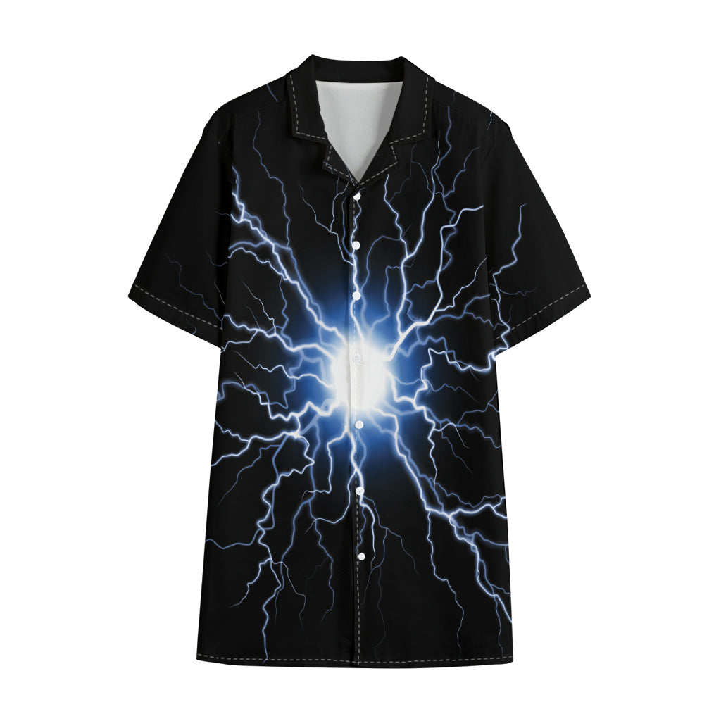 Lightning Spark Print Cotton Hawaiian Shirt
