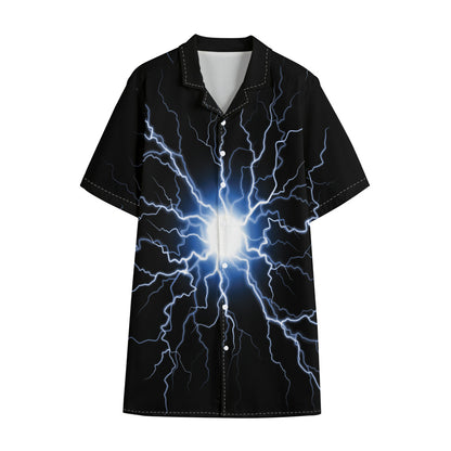 Lightning Spark Print Cotton Hawaiian Shirt