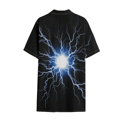 Lightning Spark Print Cotton Hawaiian Shirt