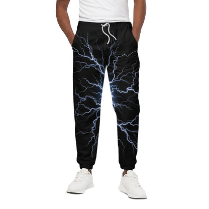 Lightning Spark Print Cotton Pants