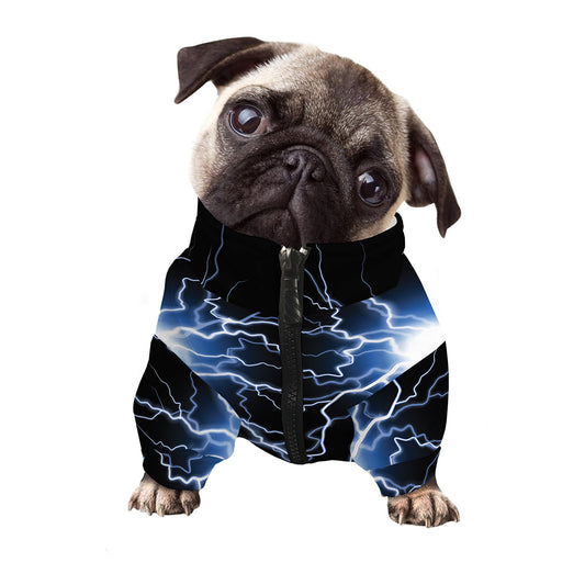 Lightning Spark Print Dog Zip Up Jacket