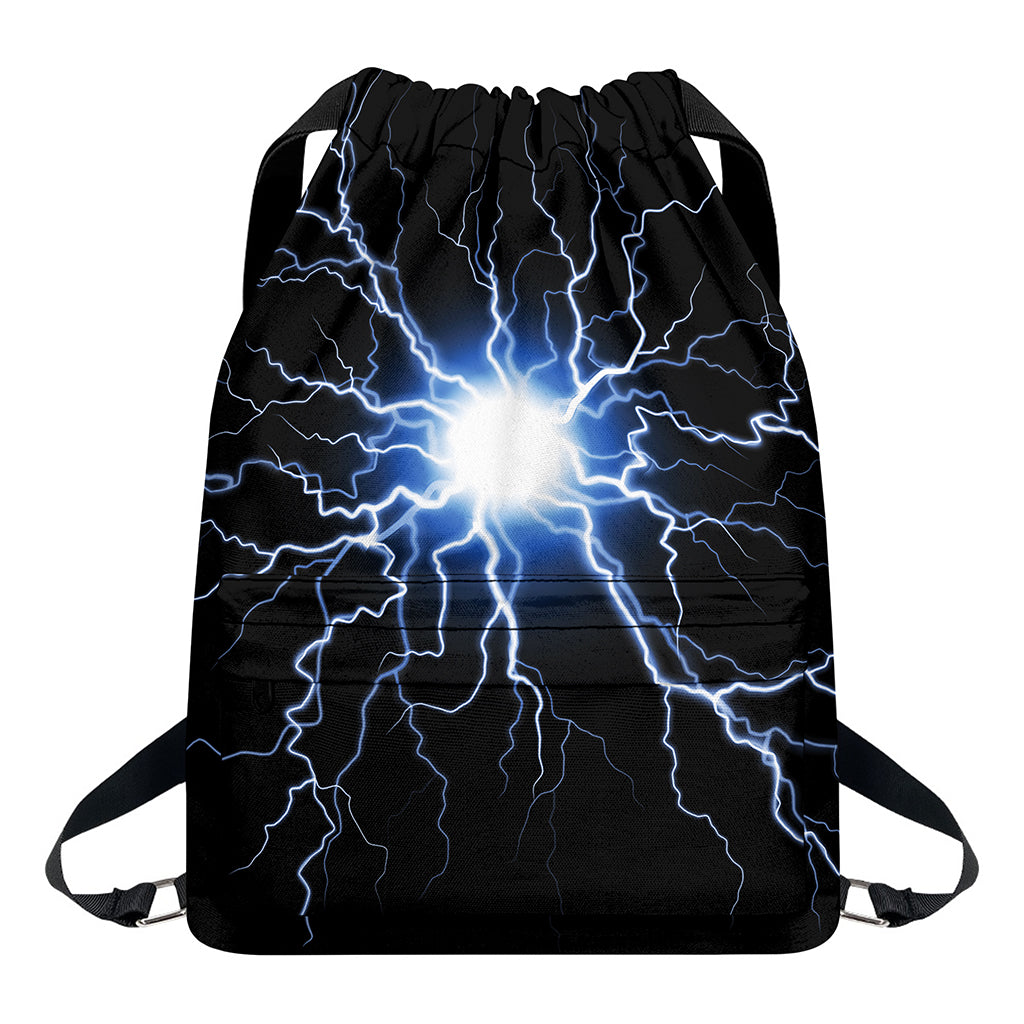 Lightning Spark Print Drawstring Backpack