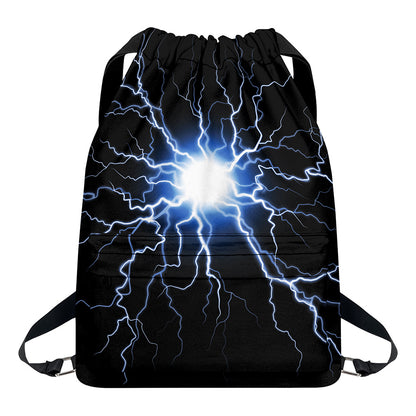 Lightning Spark Print Drawstring Backpack