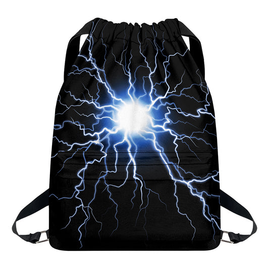 Lightning Spark Print Drawstring Backpack