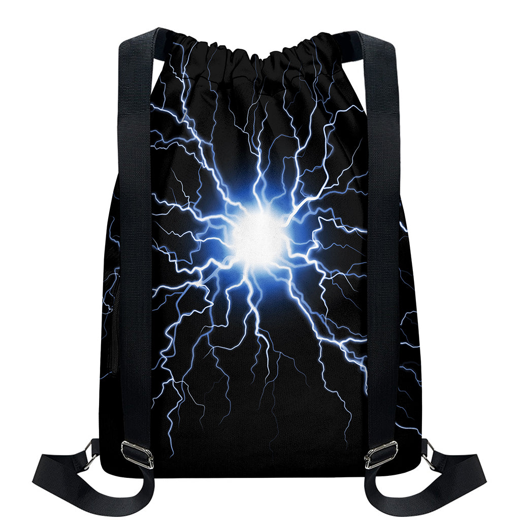 Lightning Spark Print Drawstring Backpack