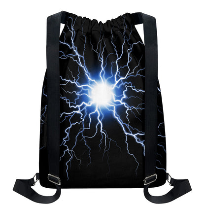 Lightning Spark Print Drawstring Backpack