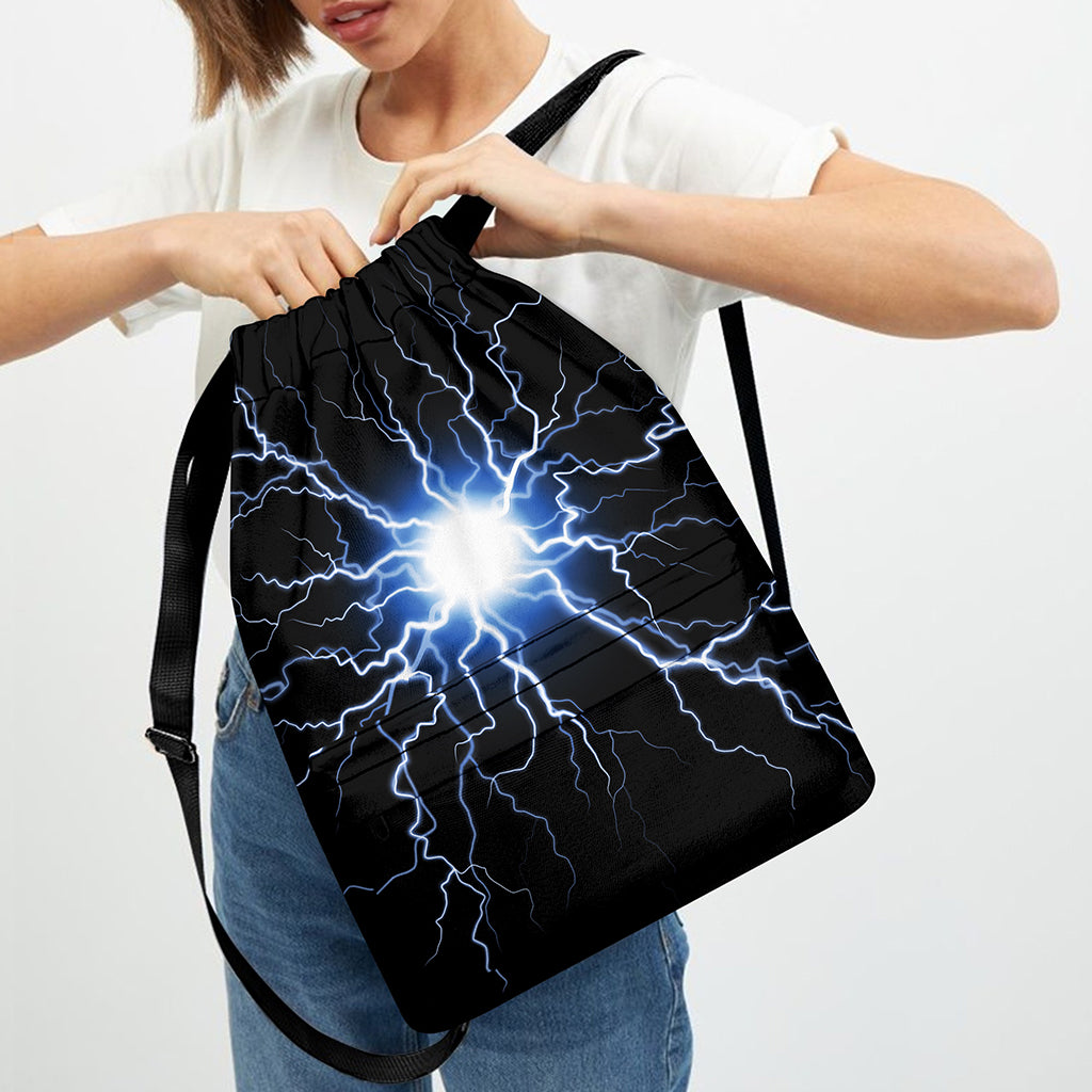 Lightning Spark Print Drawstring Backpack