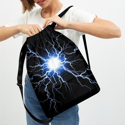 Lightning Spark Print Drawstring Backpack
