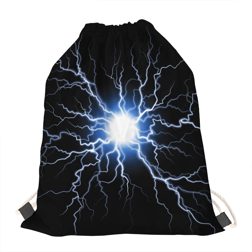 Lightning Spark Print Drawstring Bag