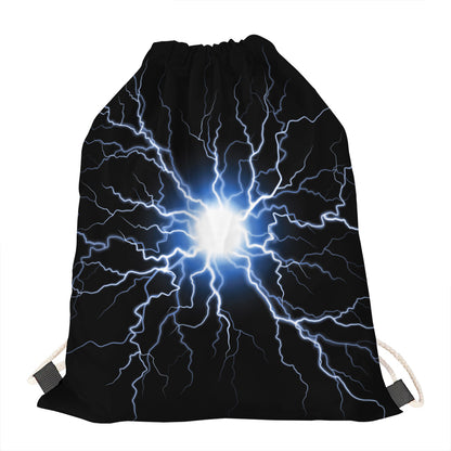Lightning Spark Print Drawstring Bag