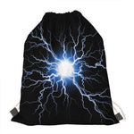 Lightning Spark Print Drawstring Bag
