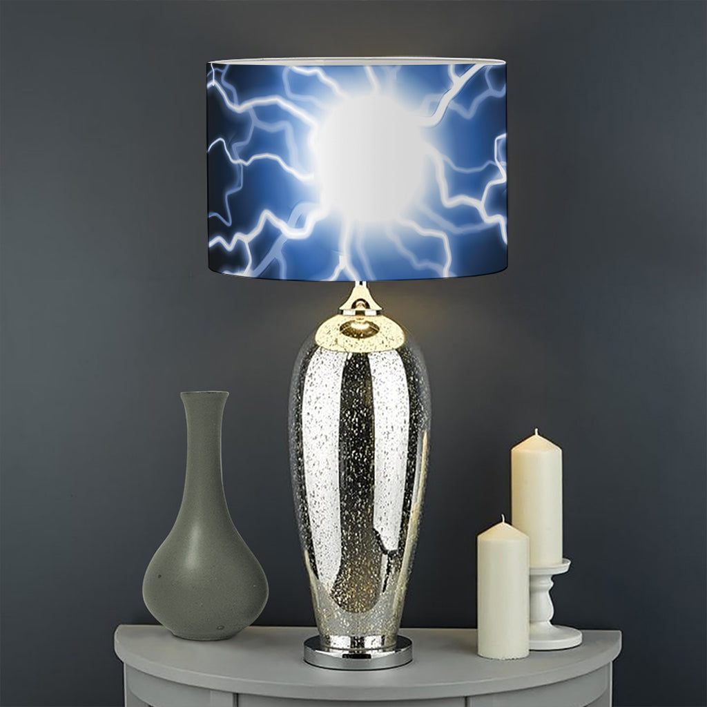 Lightning Spark Print Drum Lamp Shade