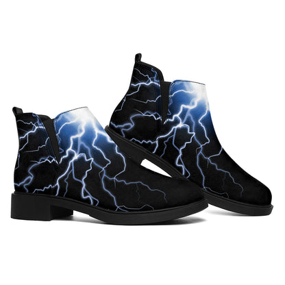 Lightning Spark Print Flat Ankle Boots