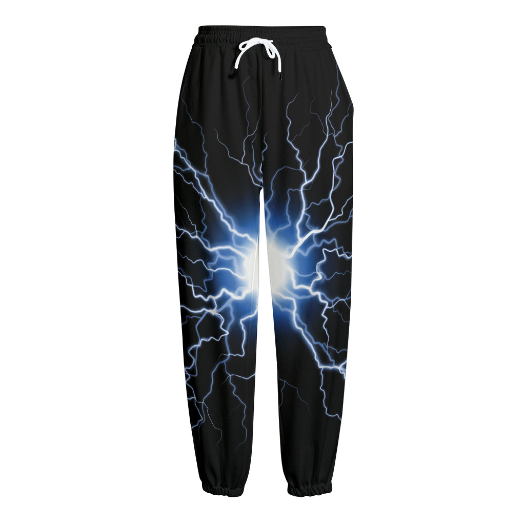 Lightning Spark Print Fleece Lined Knit Pants