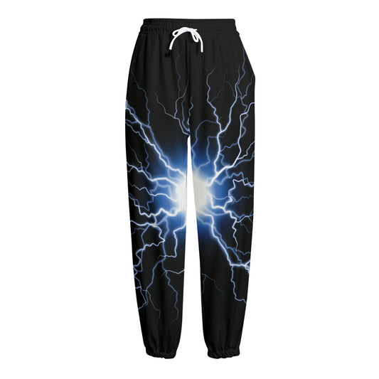 Lightning Spark Print Fleece Lined Knit Pants