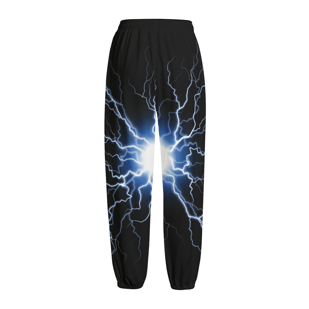 Lightning Spark Print Fleece Lined Knit Pants