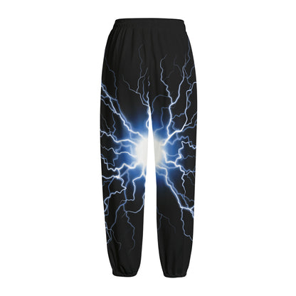 Lightning Spark Print Fleece Lined Knit Pants
