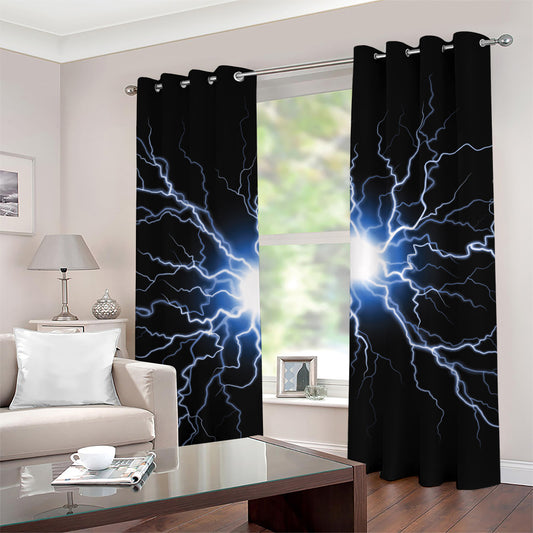 Lightning Spark Print Grommet Curtains