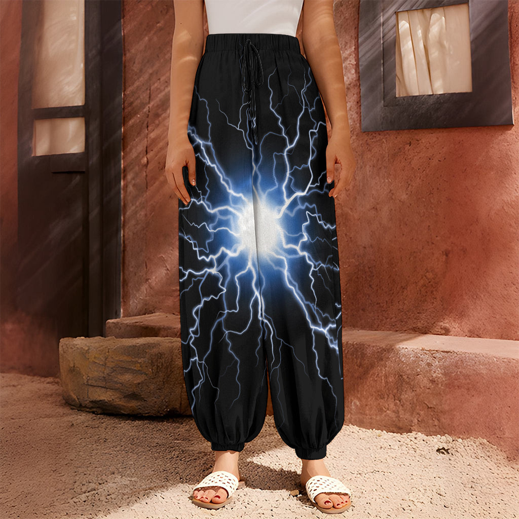 Lightning Spark Print Harem Pants