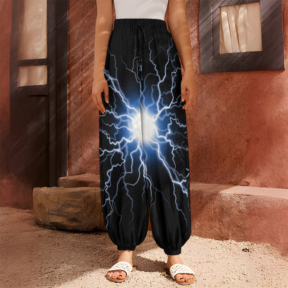 Lightning Spark Print Harem Pants