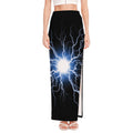 Lightning Spark Print High Slit Maxi Skirt