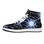 Lightning Spark Print High Top Leather Sneakers