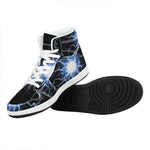 Lightning Spark Print High Top Leather Sneakers